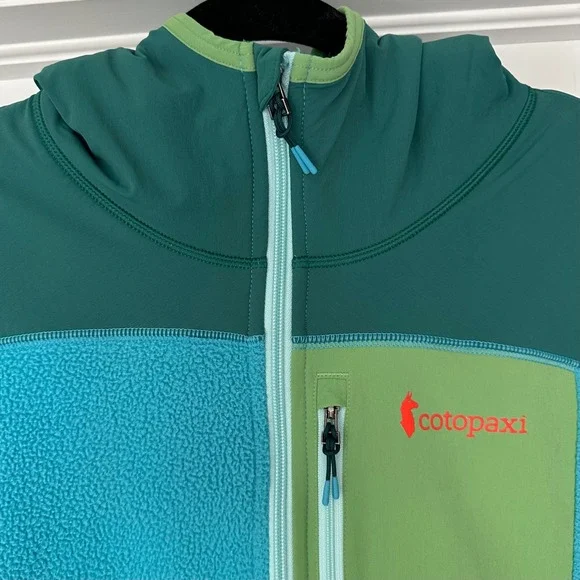 Cotopaxi Abrazo Hooded Full-Zip Fleece Jacket Greenery & Poolside Size Large‎ - Picture 6 of 15